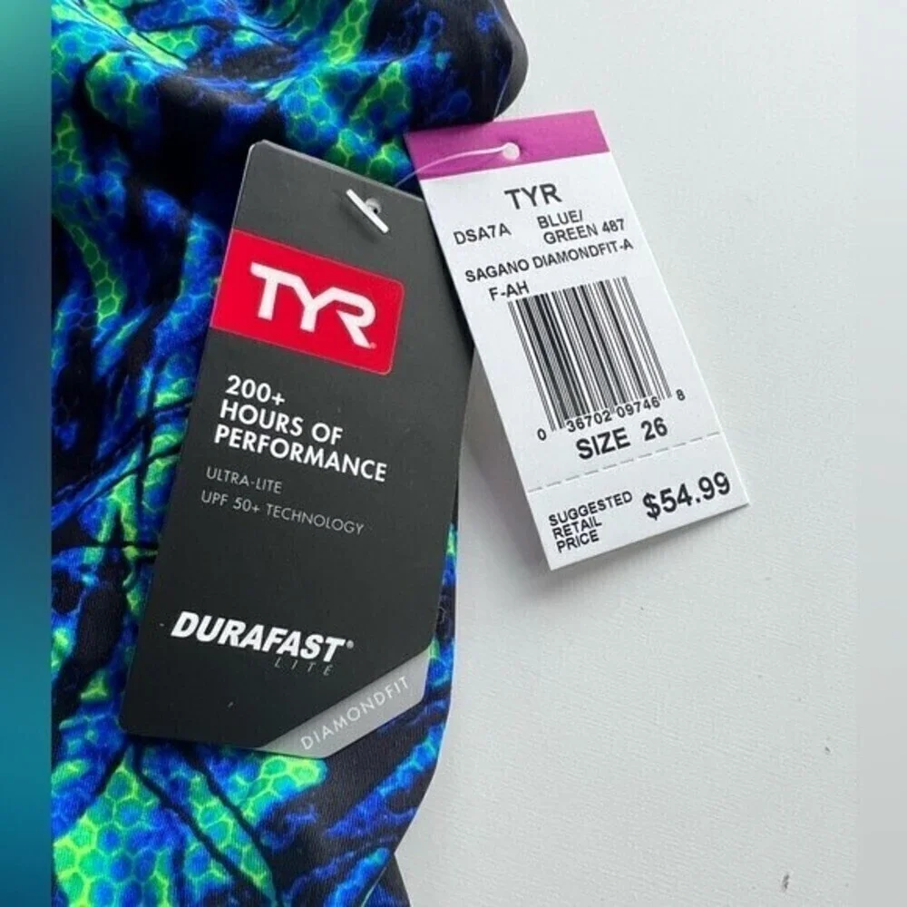TYR SAGANO Girls DIAMONDFIT blue/green 487 size 26